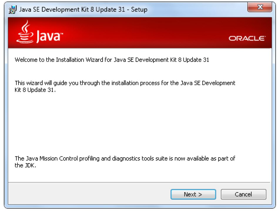 صفحه خوش آمد گویی نصب JDK در ویندوز 10