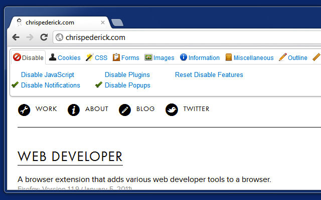 افزونه Web Developer